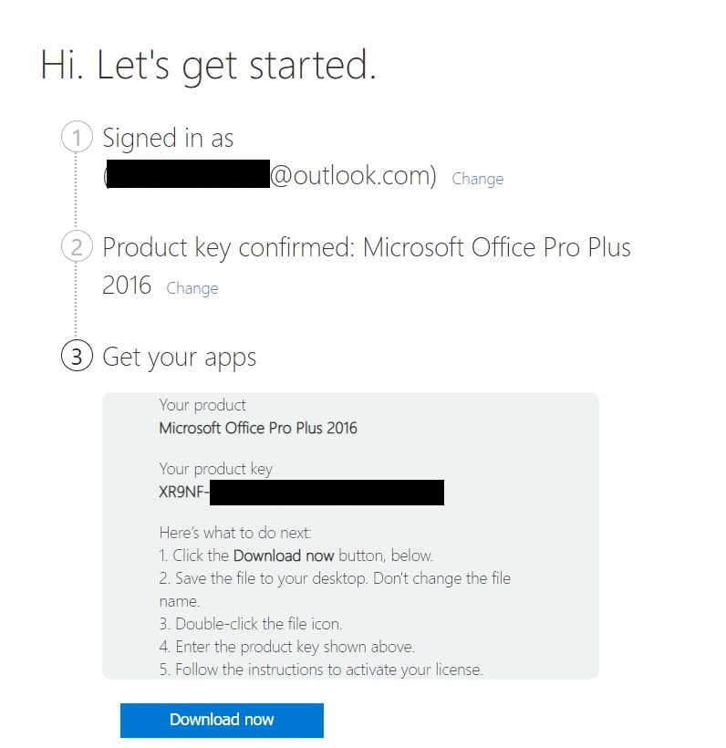 microsoft office professional 2016 code