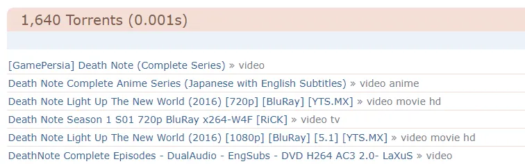 Torrent Categories