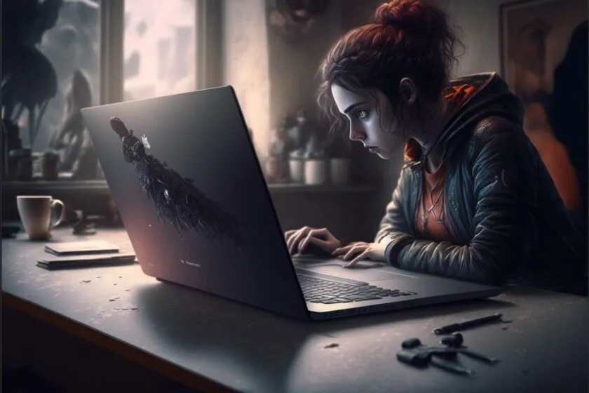 Illustration Of A Person Working On A Laptop Photogr