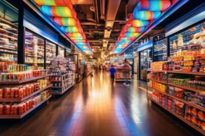 Dynamic Retail Store With Vibrant Displays And Enthusiastic Shoppers