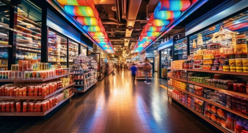 Dynamic Retail Store With Vibrant Displays And Enthusiastic Shoppers