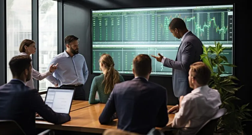 A Group Of Cryptocurrency Brokers In Discussion