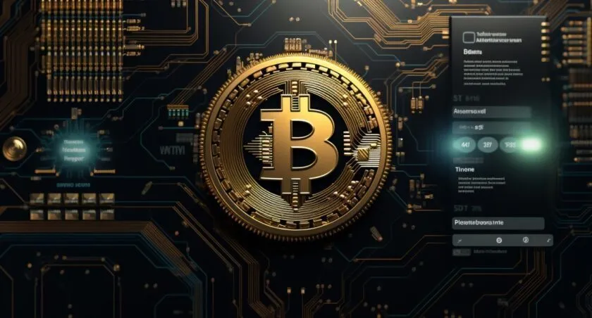 A Close Up Of A Computer Screen Displaying A Bitcoin Wallet Sync Process