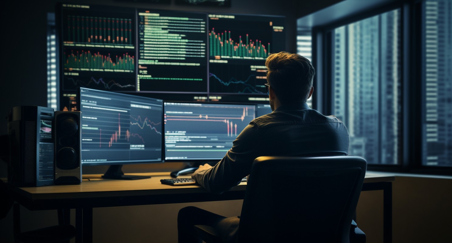 A Cryptocurrency Trader Studying Market Trends