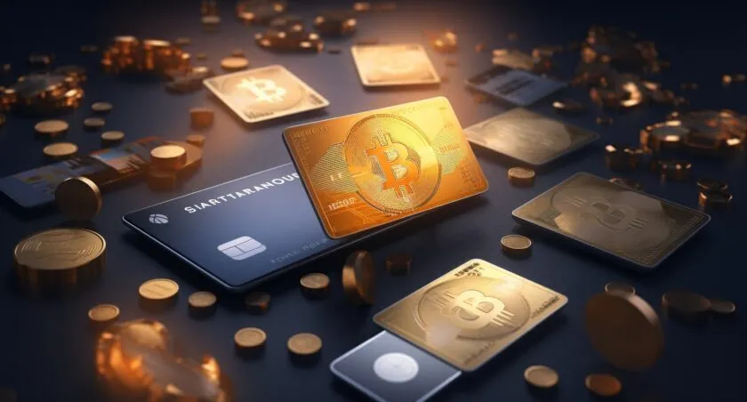 Bitcoin And AMEX Gift Card Illustration