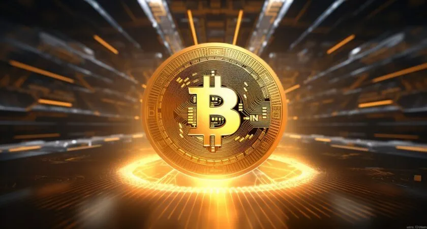 Bitcoin Logo On A Digital Art Canvas