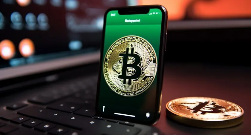 Bitcoin Logo On A Cash App Smartphone