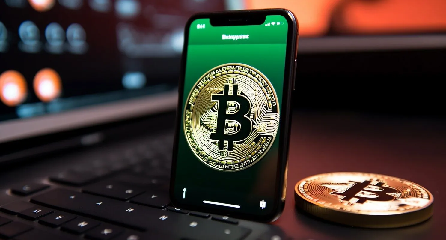 Bitcoin Logo On A Cash App Smartphone