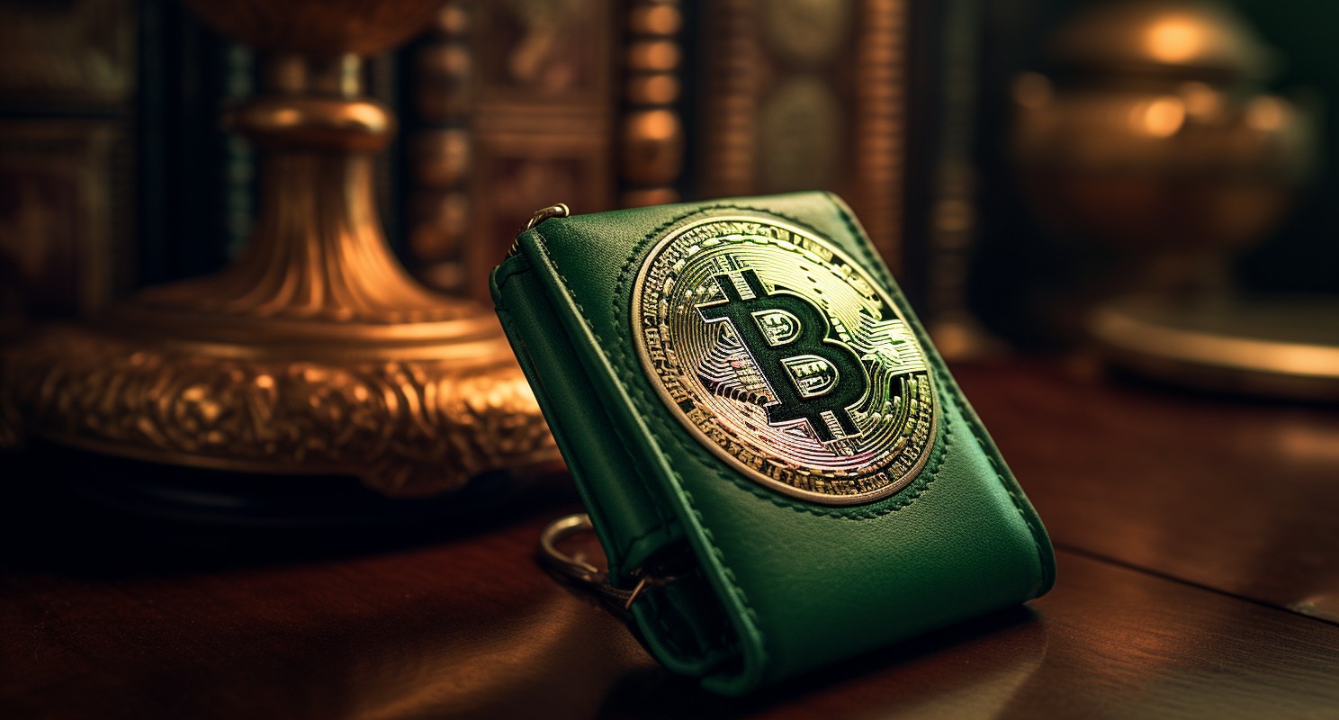 Bitcoin Wallet On A Green Poker Table
