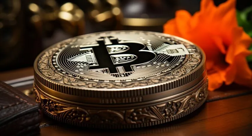 Bitcoin Coin Resting On A Metamask Wallet