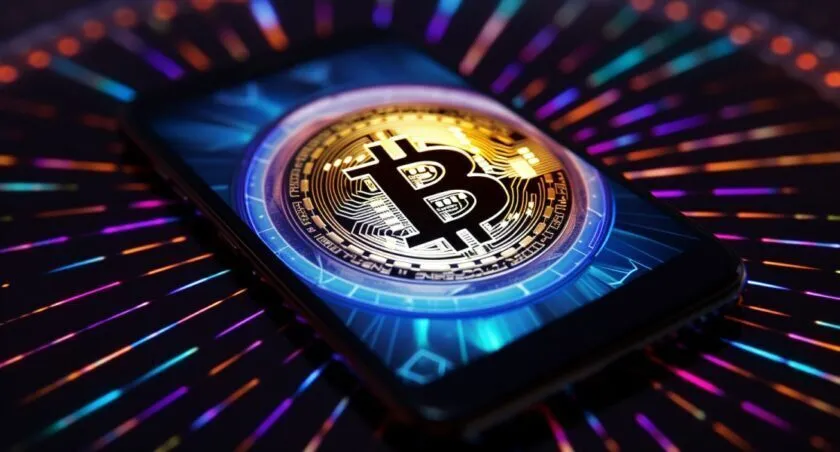 Bitcoin Symbol On A Smartphone Screen