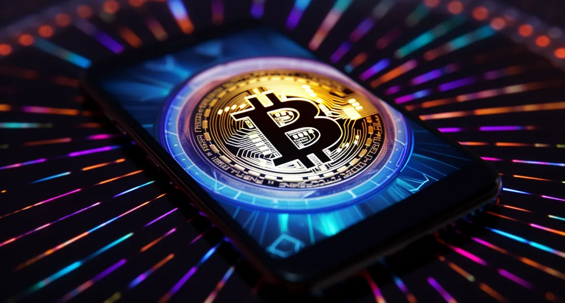Bitcoin Symbol On A Smartphone Screen