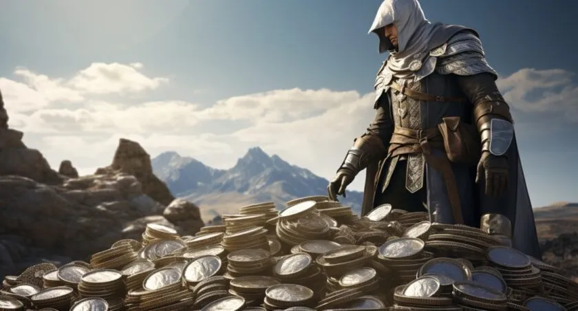 Black Desert Online Character With Stacks Of Silver Coins