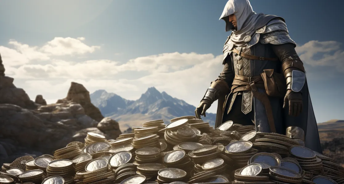Black Desert Online Character With Stacks Of Silver Coins