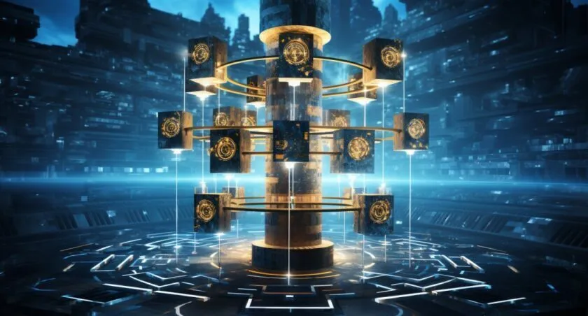 Blockchain Structure With Copyright Symbol