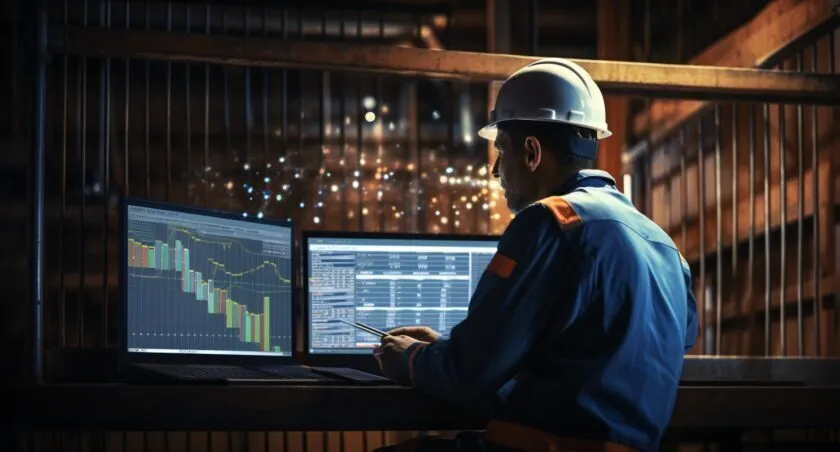 Construction Worker Analyzing Seo Data