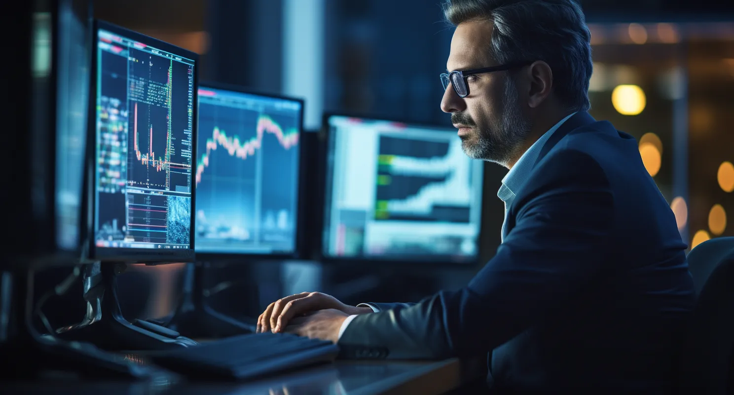 Cryptocurrency Broker At A Trading Desk
