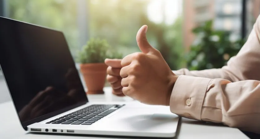 Customer Giving A Thumbs Up To An Online Purchase