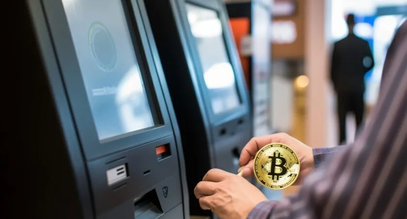 Customer Using Bitcoin ATM