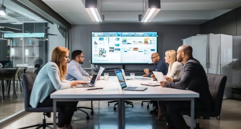 Digital Marketing Team Brainstorming In A Modern Office