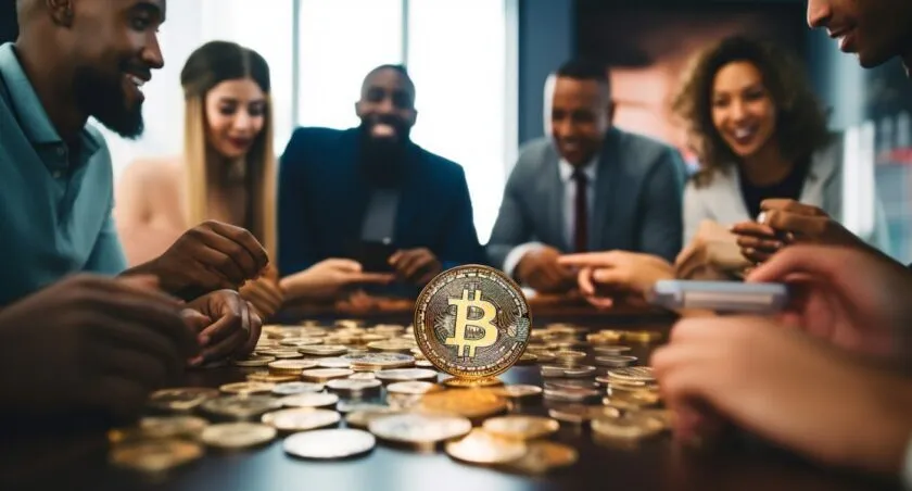Diverse People Discussing Bitcoin