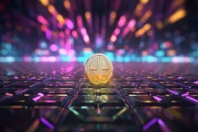 Ethereum Coin Emerging From Digital Sea