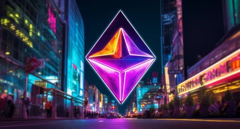 Ethereum Cryptocurrency Symbol In Vibrant Colors