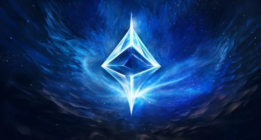 Ethereum Logo Soaring In Starry Sky