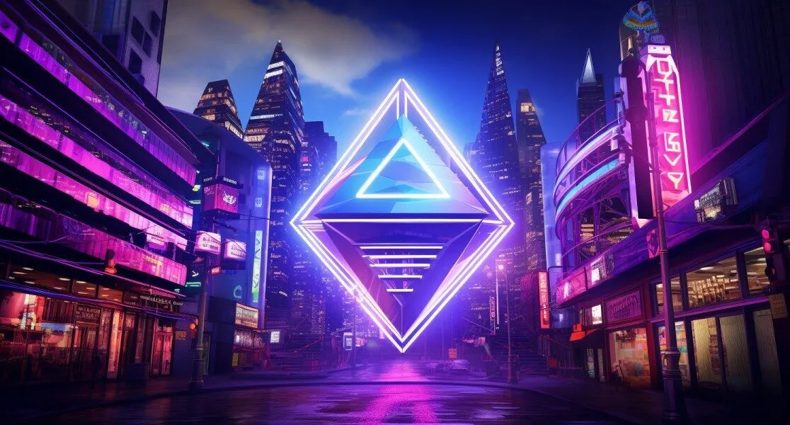 Ethereum Logo In Cyberpunk Cityscape
