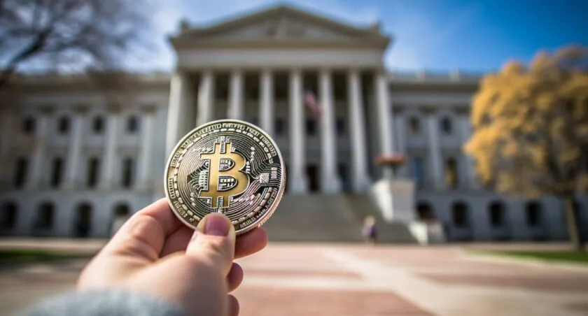 Free Speech Advocate With Cryptocurrency Emblem