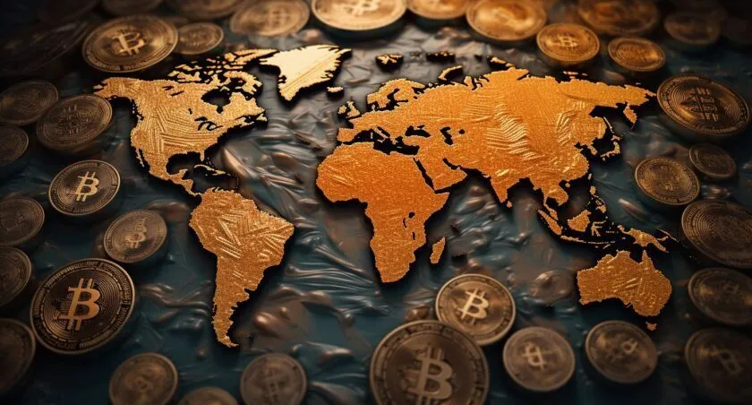 Global Bitcoin Etf Race On A World Map