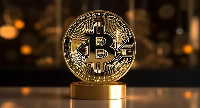 Gold Plated Bitcoin Coin As Home Decor