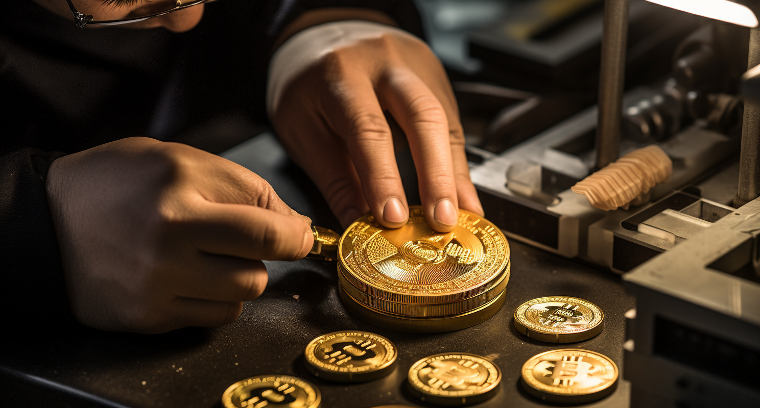 Gold Plated Bitcoin Coin In Production