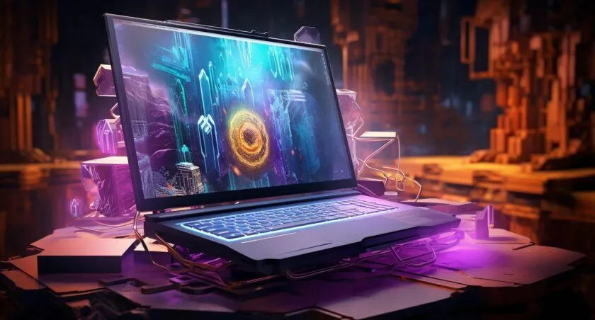 Futuristic Chromebook Mining Concept Illustration