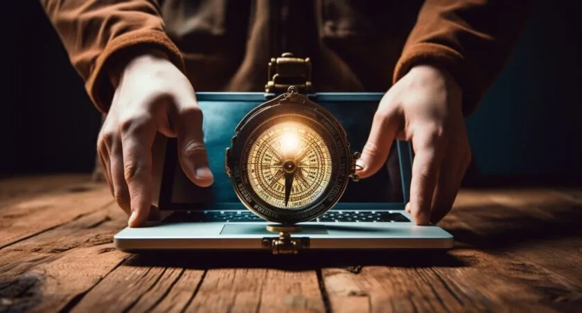 Hand Holding Digital Compass For Seo