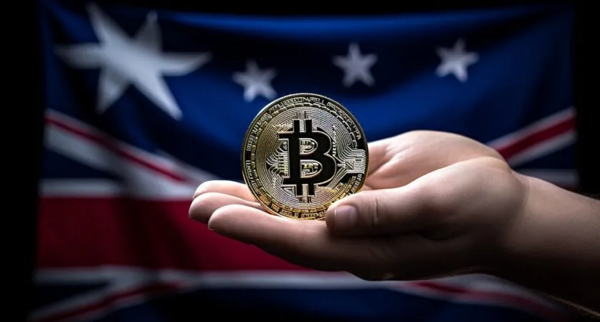Hand Holding Ethereum Coin With Australian Flag