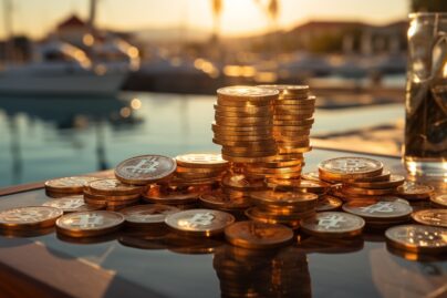 Bitcoin Being Exchanged On A Bustling Singapore
