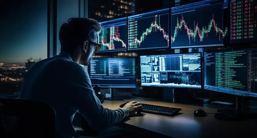 Investor Analyzing Cryptocurrency Market Data