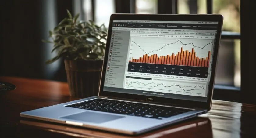 Laptop Screen Showing SEO Analytics Dashboard 