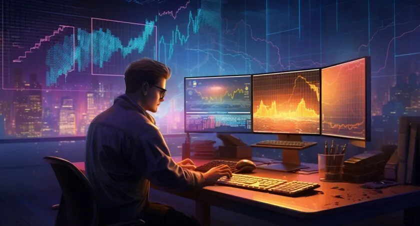 Man Sitting At A Computer Desk