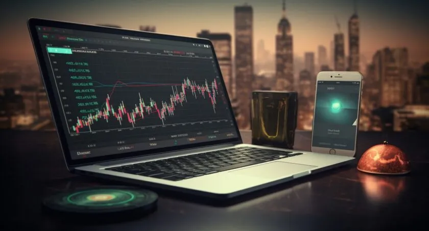 Neteller Platform And Cryptocurrency Graphs.