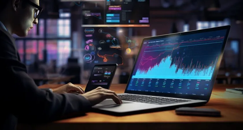Person Entering Cryptocurrency Transactions