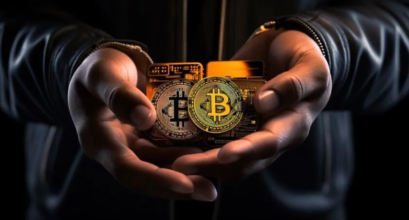 Person Holding A Hardware Wallet For Bitcoin
