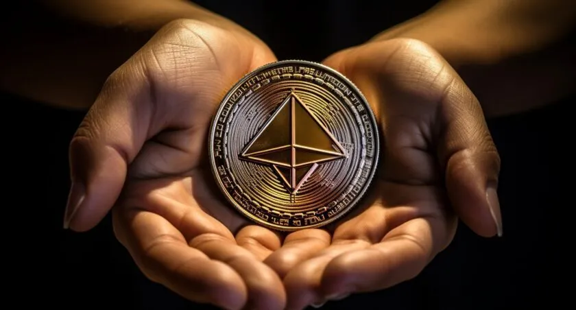 Person Holding Ethereum Coin With Confidence