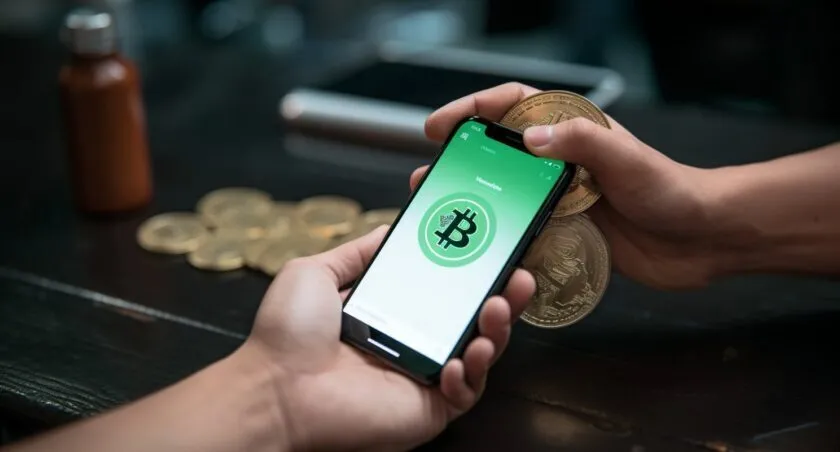 Person Paying With Bitcoin On Cash App