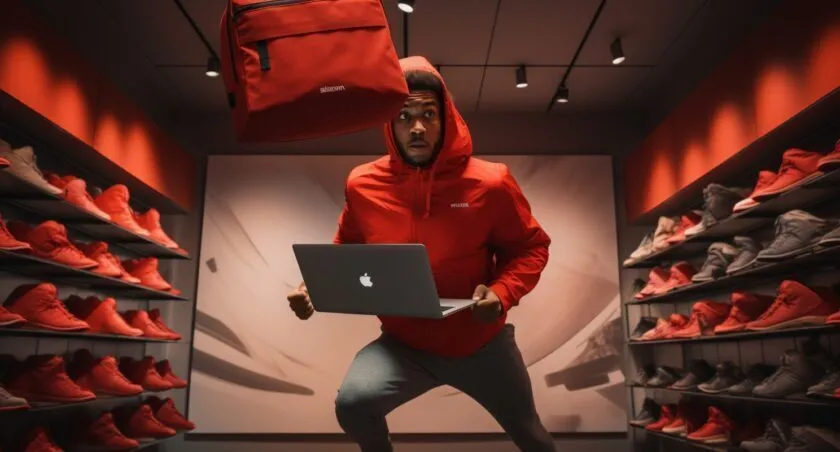 Person Returning Under Armour Package At Outlet Store