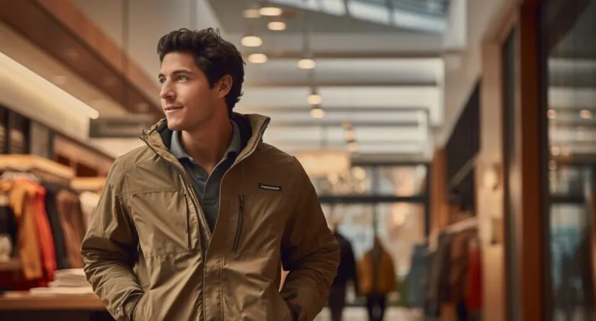 Person In Eddie Bauer Jacket Entering Store