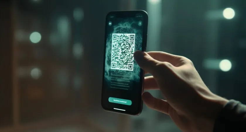 Person Scanning A QR Code With A Smartphone