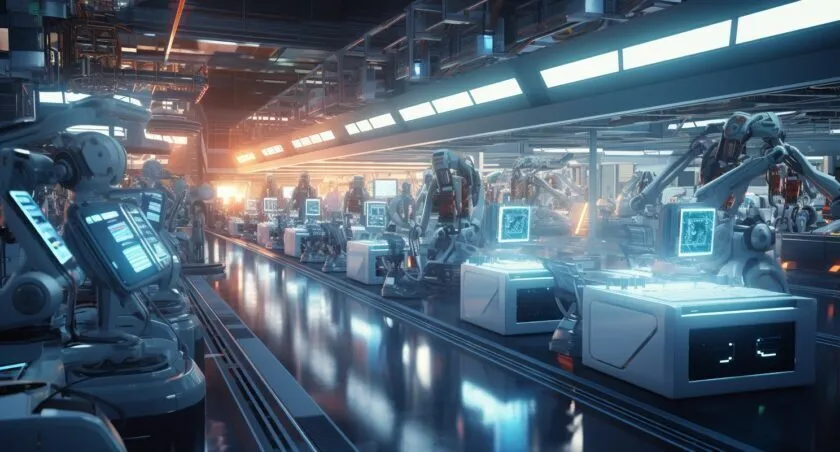 Futuristic Computer Assembly Line	