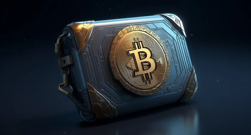 Secure Bitcoin Wallet With Lock And Shield